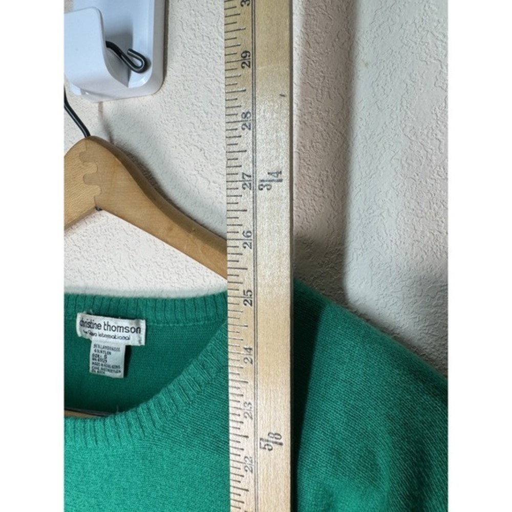 Christine Thomson Women's Green LambsWool Sweater Small Hong Kong Vintage‎ Knit - Picture 4 of 6